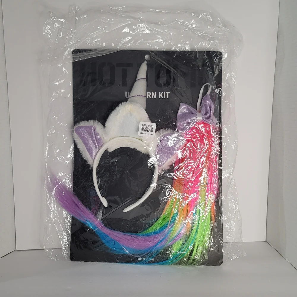 🦄 Fun Unicorn Costume Faux Fur Tail Ears Horn Headband Hot Topic Festival Gift - Picture 3 of 6